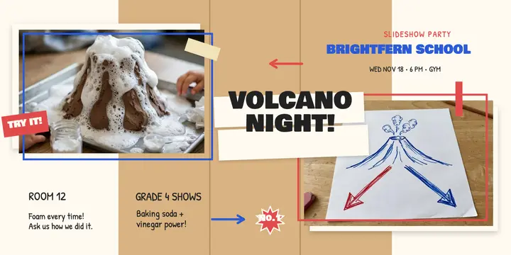 Brightfern volcano slideshow party post template