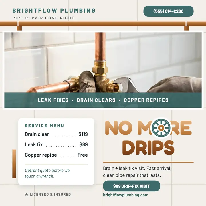 Brightflow Plumbing copper drips post template
