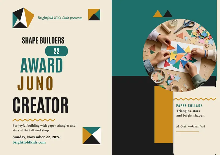 Shape Builders kids art award certificate template