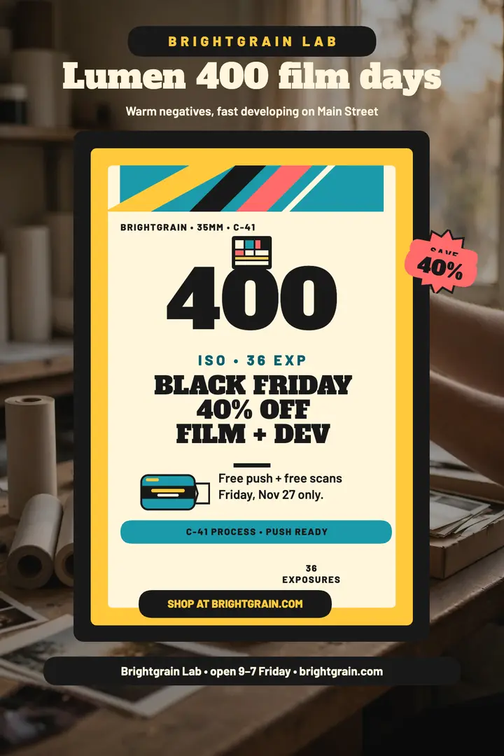 Brightgrain Lab film Black Friday poster template