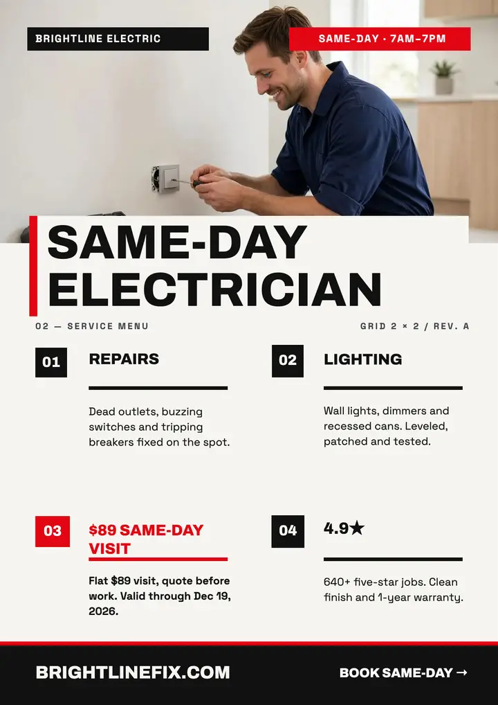 Brightline same-day electrician flyer template