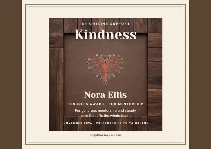 Brightline kindness heart award certificate template