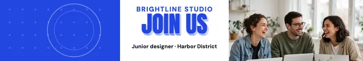 Brightline Studio hiring cover, cobalt echo: hiring linkedin cover template