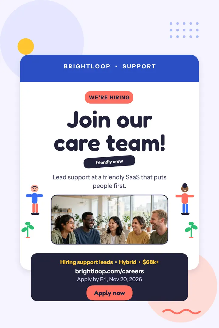 Brightloop care team hiring poster template