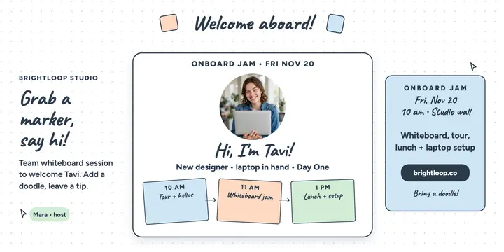 Brightloop onboard jam welcome post template
