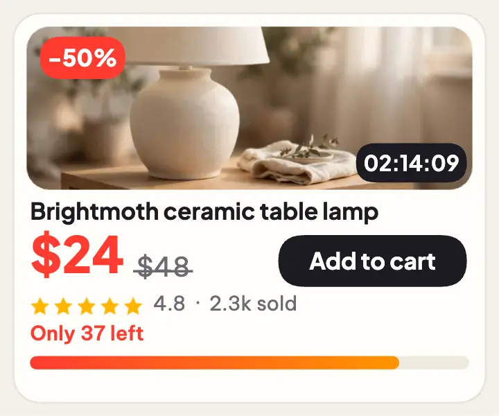 Brightmoth lamp flash sale card ad template