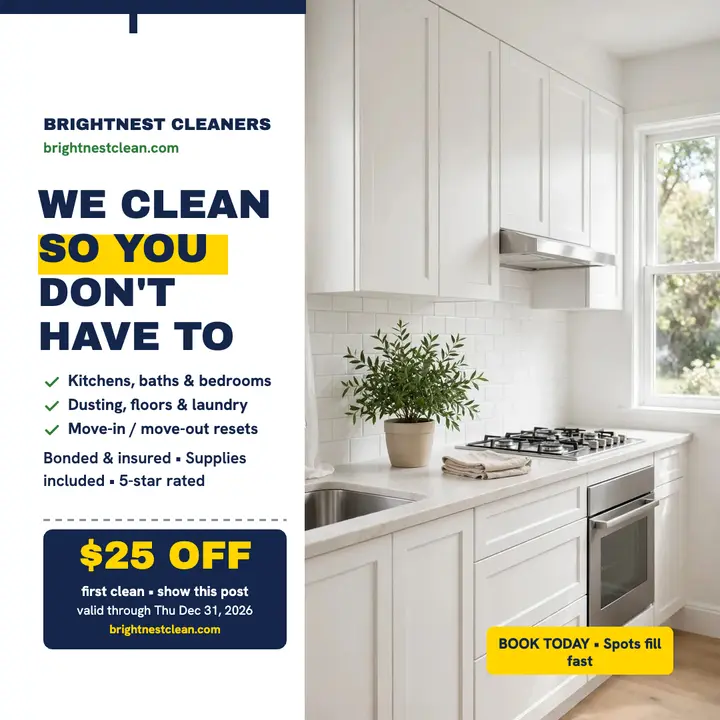 Brightnest cleaners door hanger promo template