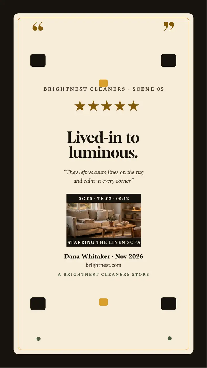 Brightnest cleaners film review story template