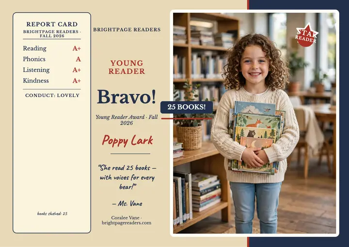 Brightpage Readers young reader certificate: young reader certificate template