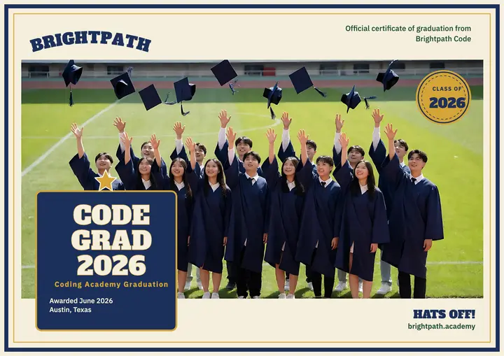 Brightpath Code graduation certificate template