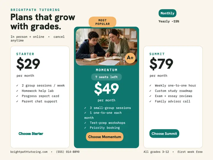 Brightpath tutoring plans slide template