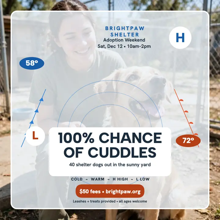 Brightpaw adoption forecast weather map post template