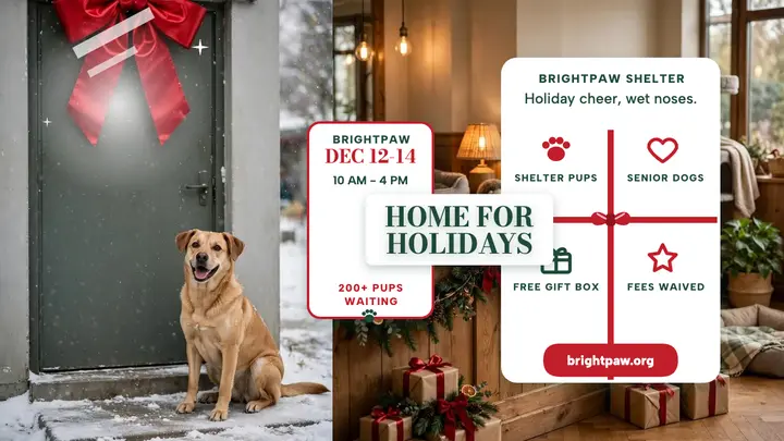 Brightpaw holiday adoption thumbnail template