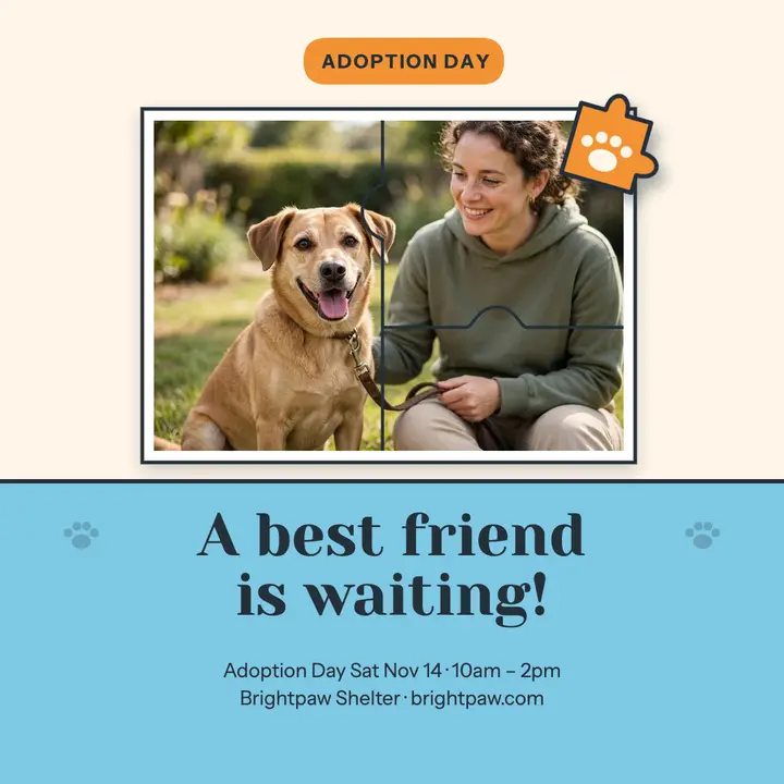 Brightpaw adoption day puzzle post template