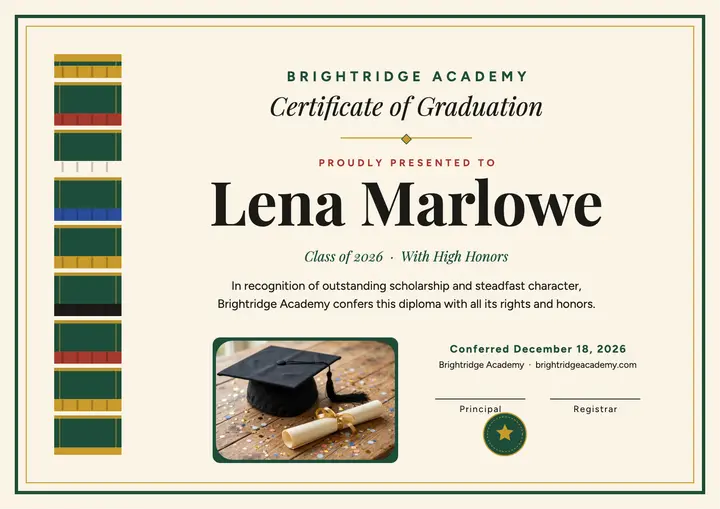 Lena Marlowe woven stole graduation certificate template