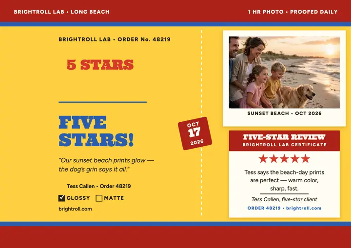 Brightroll five-star review certificate template