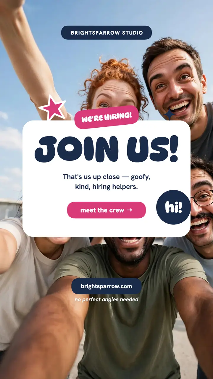 Brightsparrow crew selfie hiring story template