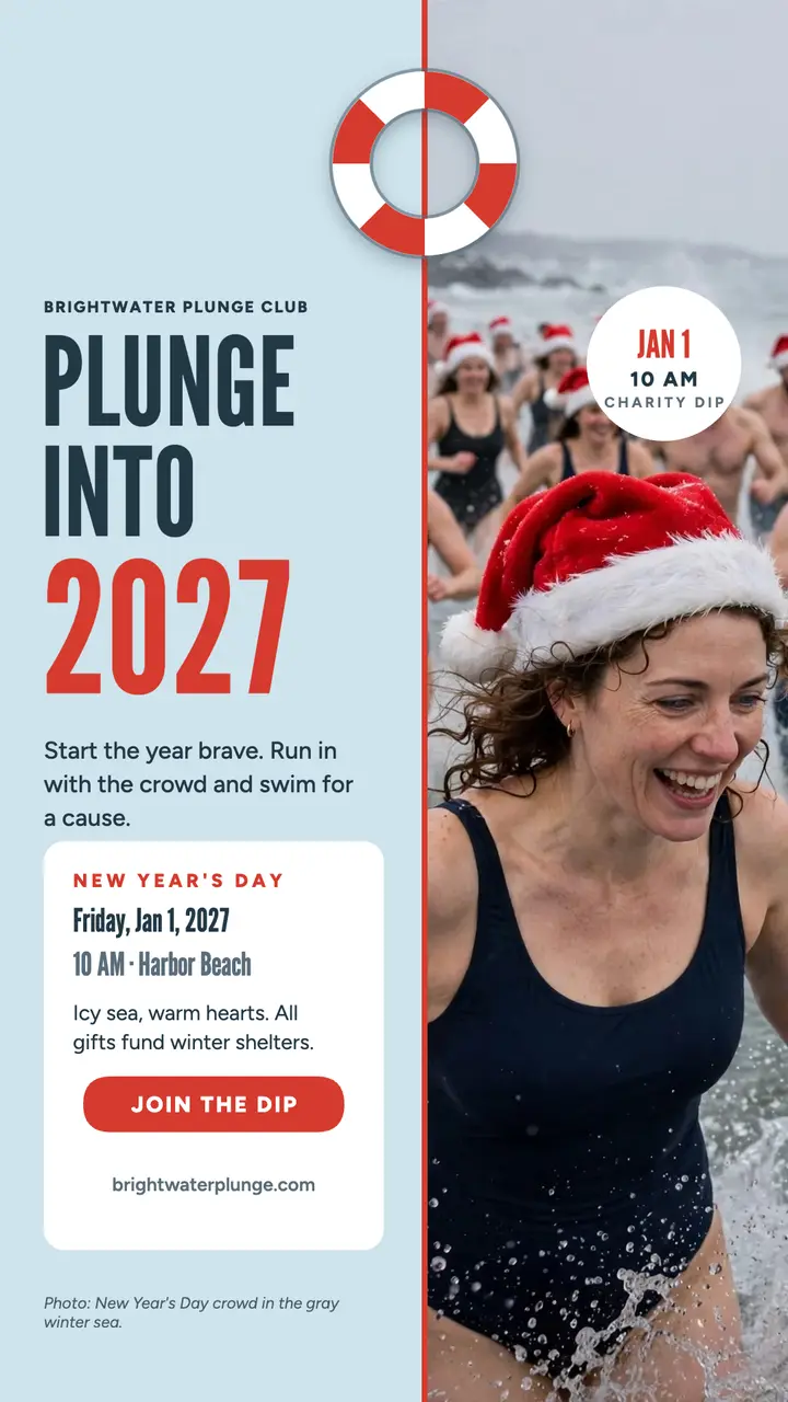 Brightwater New Year plunge story template