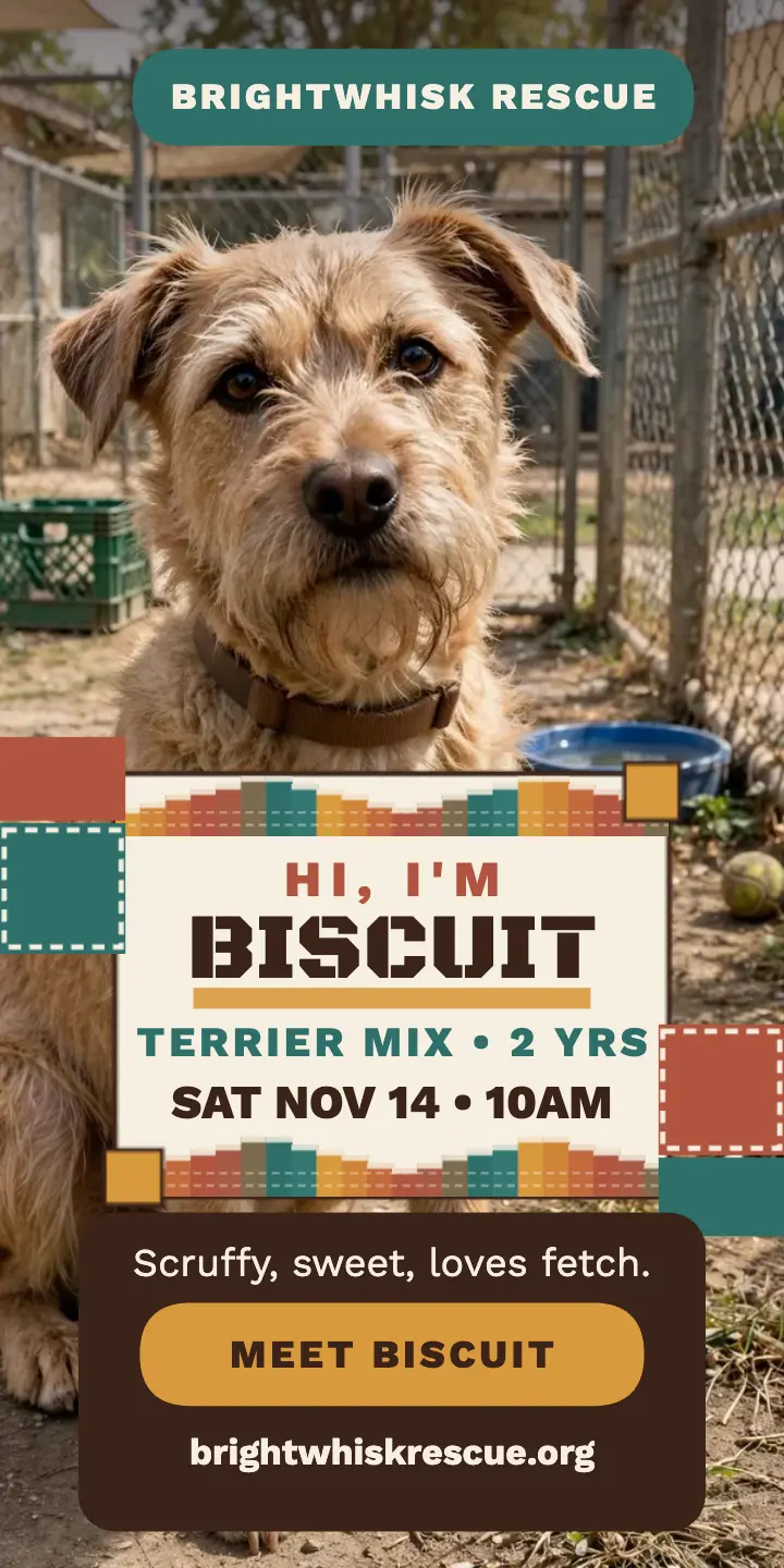 Brightwhisk terrier adoption day half page ad template