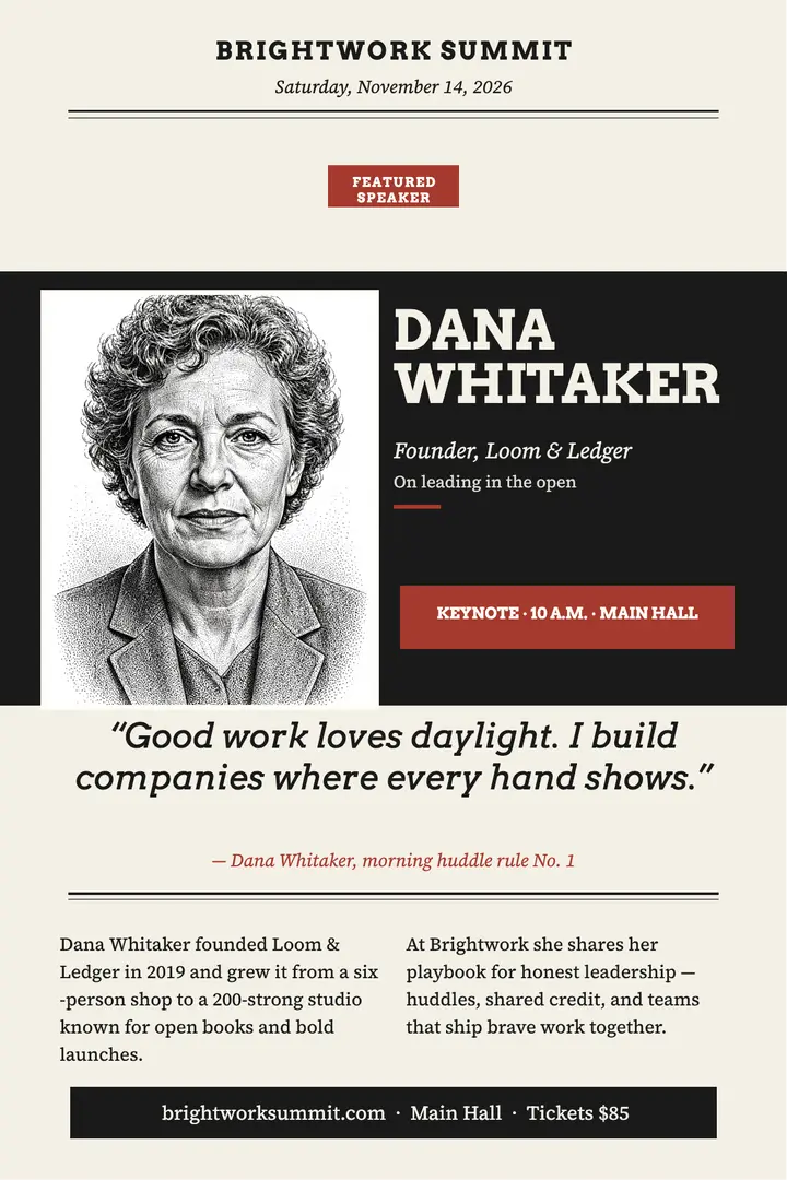 Dana Whitaker speaker poster template