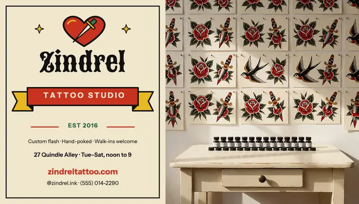 Zindrel Tattoo flash business card template