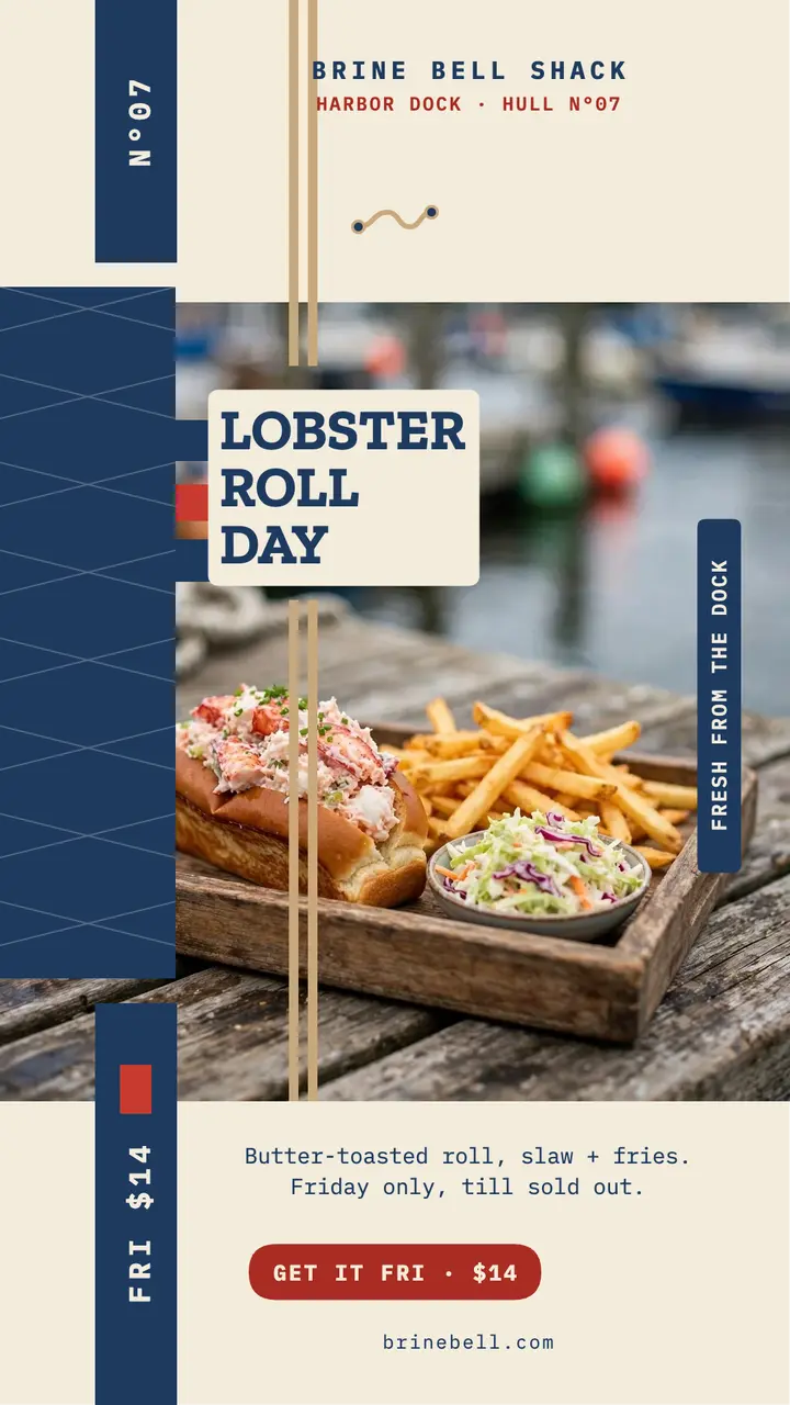 Brine Bell lobster roll day story template