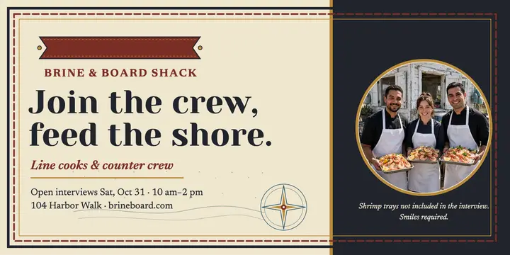 Brine and Board Shack cooks hiring post template