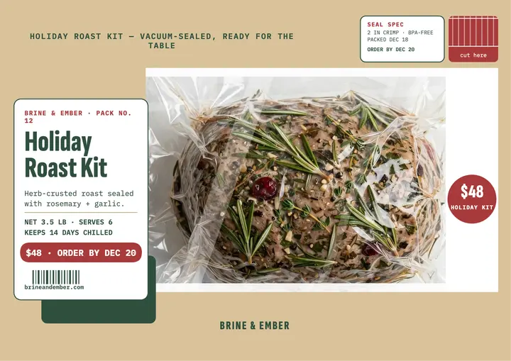 Brine and Ember holiday roast kit promo template