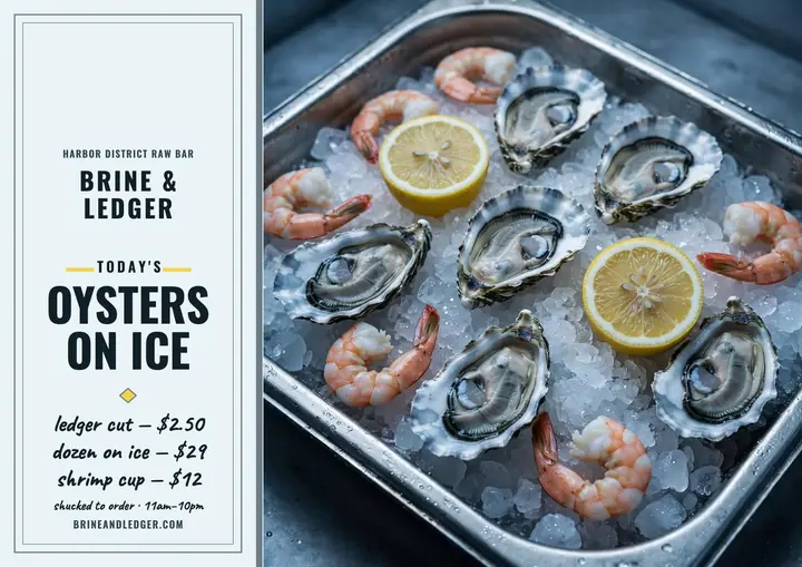 Brine and Ledger oyster menu board template