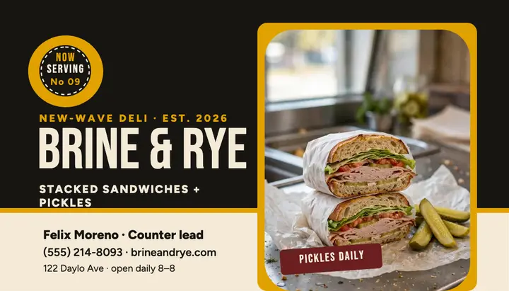 Brine and Rye deli business card template