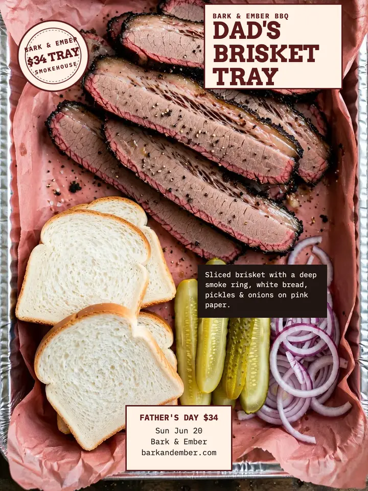 Bark and Ember Fathers Day brisket tray post: brisket tray post template