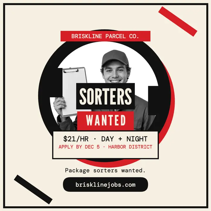 Briskline Parcel crew call post: package sorters wanted post template