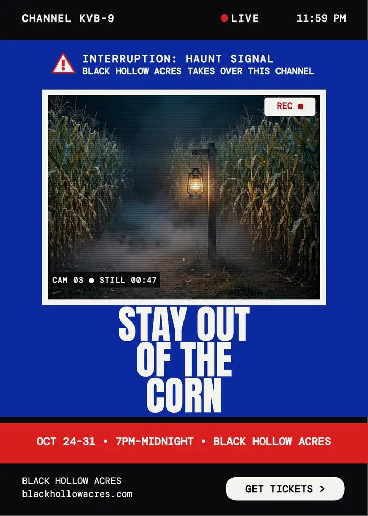 Black Hollow Acres broadcast haunt invitation template