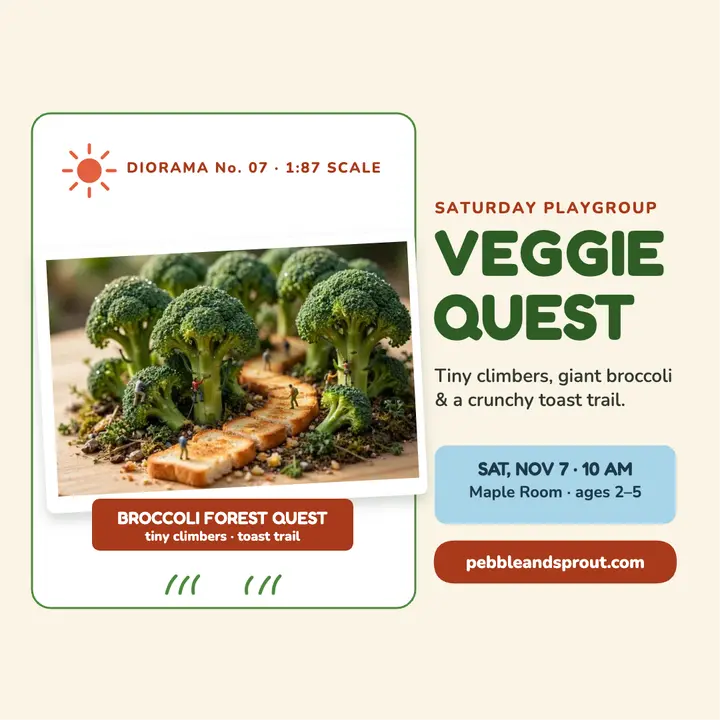 Pebble and Sprout veggie quest playgroup template