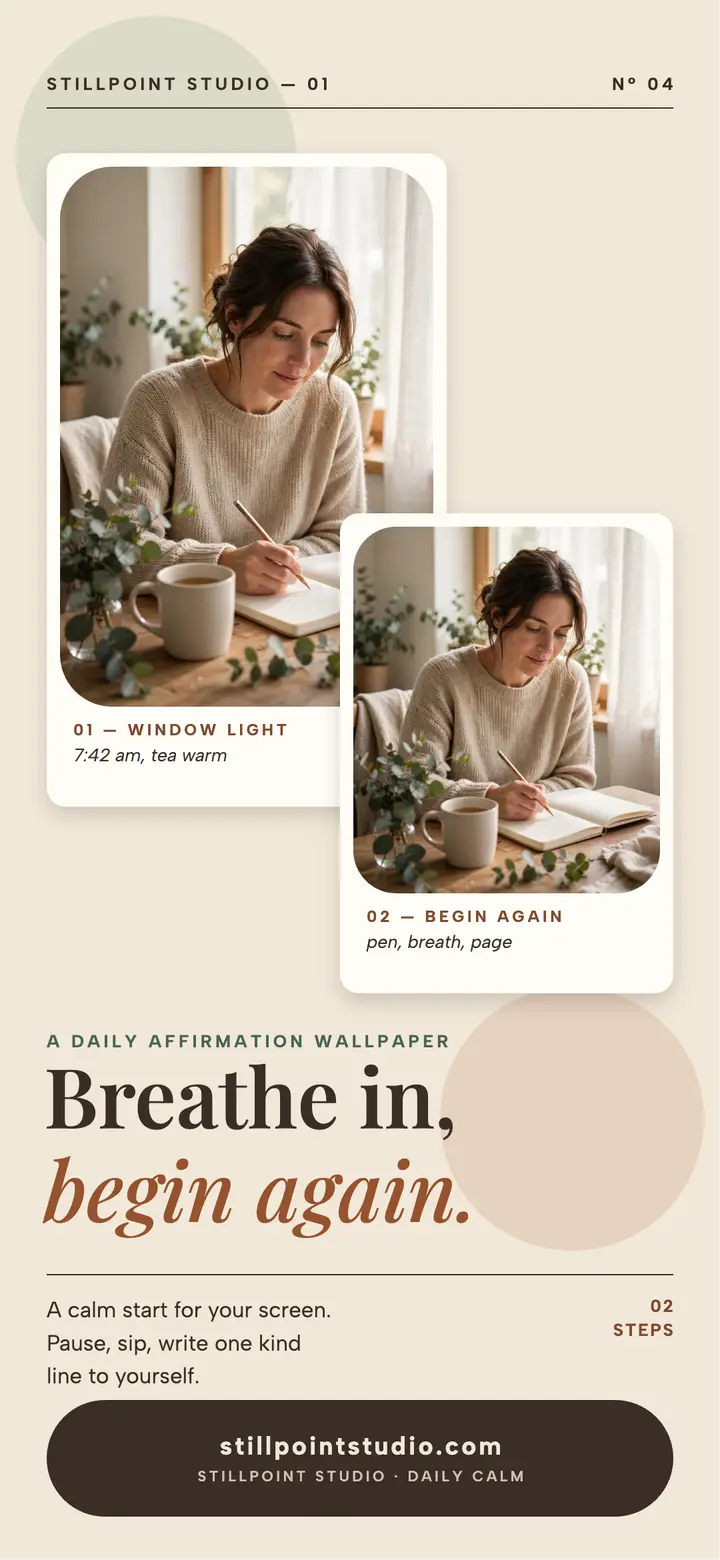 Stillpoint calm affirmation wallpaper template