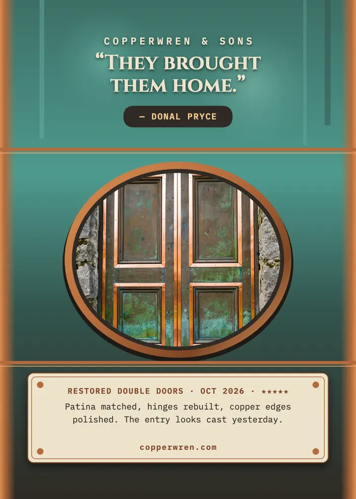 Copperwren bronze doors review card template