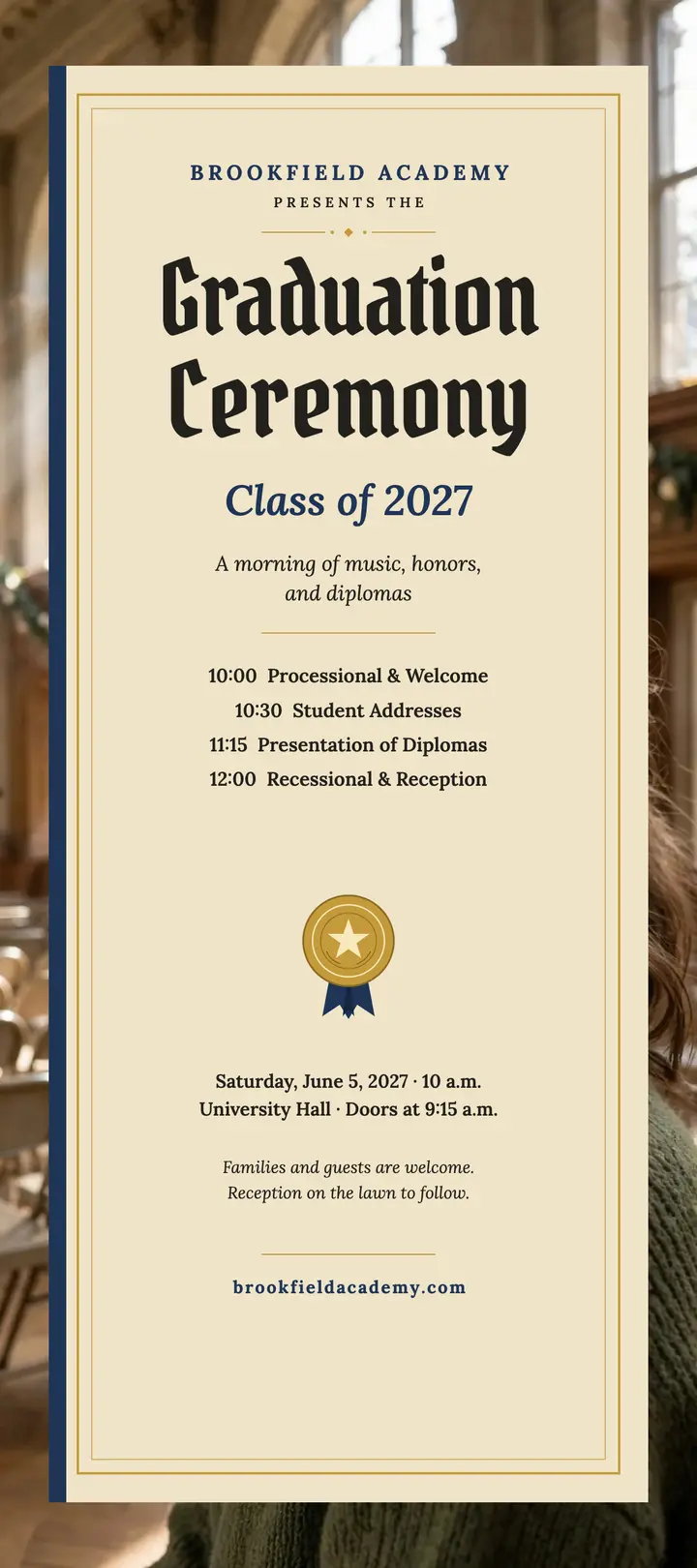 Brookfield Academy graduation program: graduation program rack card template