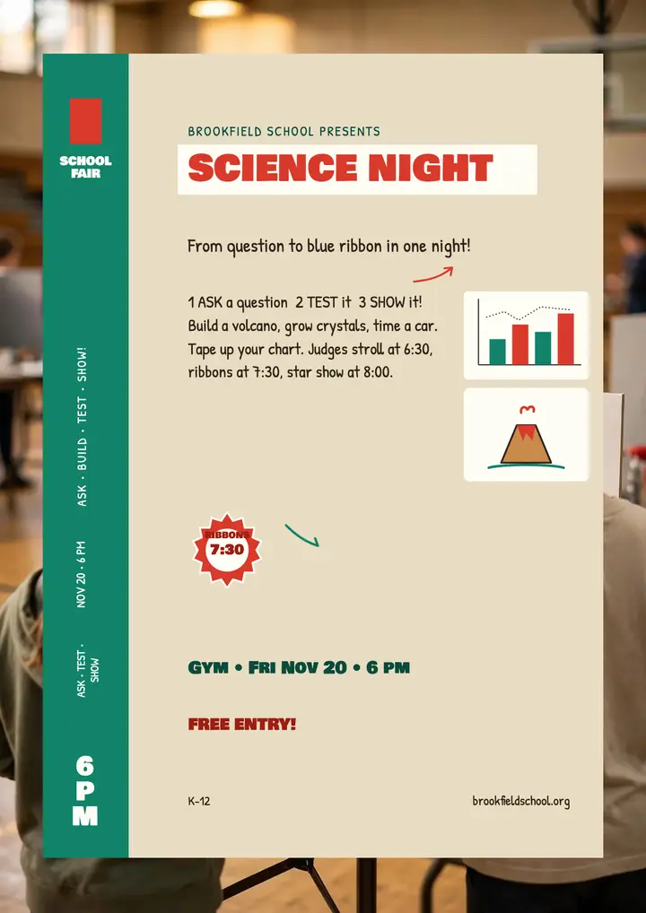 Brookfield School Science Night tri-fold flyer template