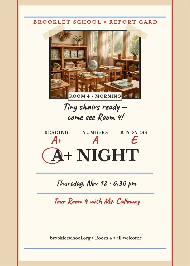 Brooklet parent night report card invitation template