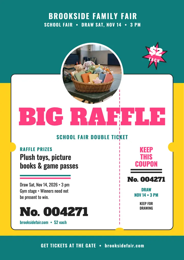 Brookside Family Fair raffle double ticket template