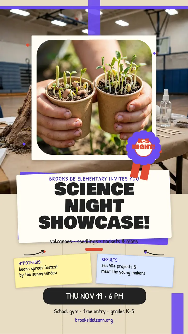 Brookside science night tri-fold story template