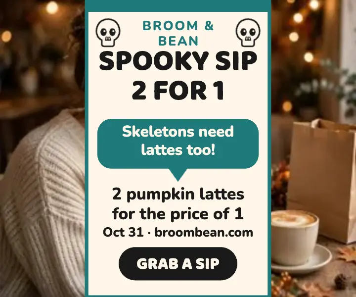 Broom and Bean spooky sip sale ad template