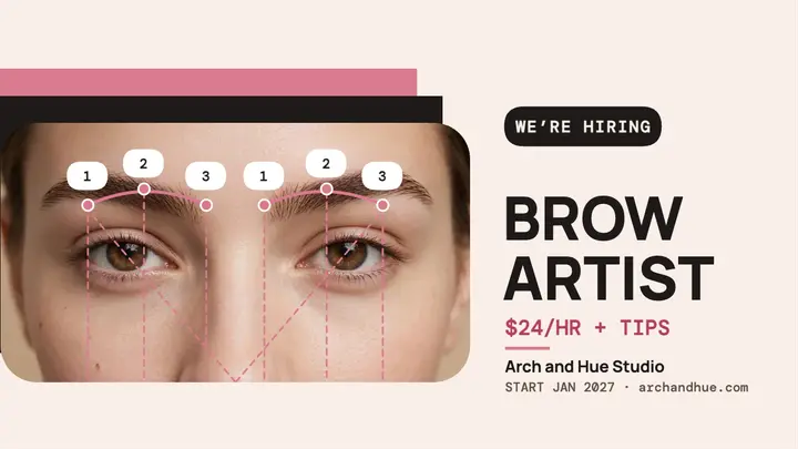 Arch and Hue hiring brow artist thumbnail template