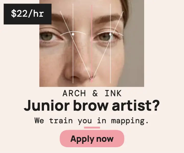 Arch and Ink brow artist hiring ad template