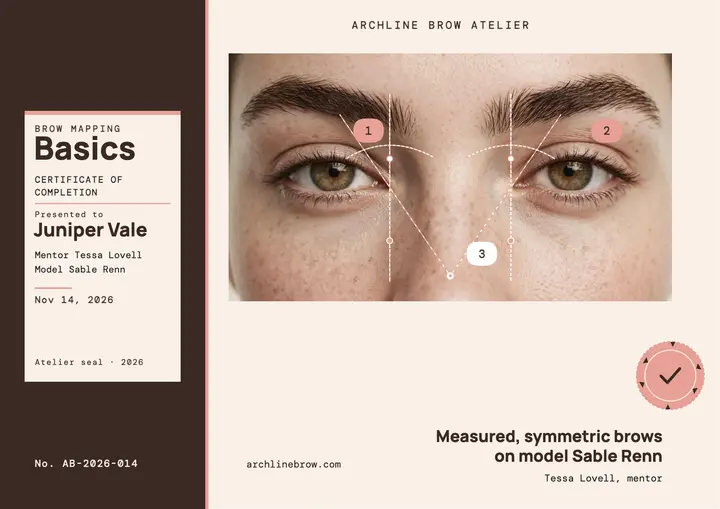 Brow Mapping Basics certificate, Archline template