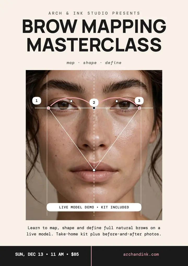 Arch and Ink brow mapping masterclass flyer template