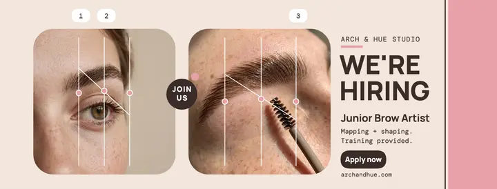 Arch and Hue hiring brow artist cover template