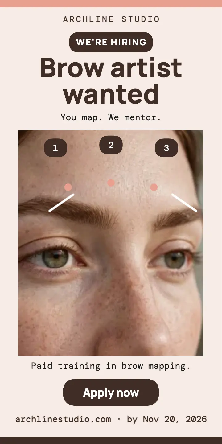 Archline Studio brow artist hiring ad template