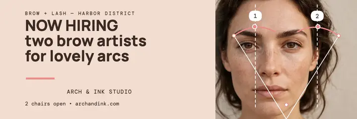 Arch and Ink brow artists hiring header template