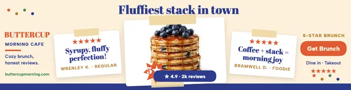 Buttercup Morning Cafe reviews billboard template